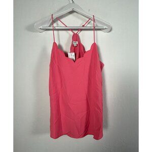 J.Crew Womens Scalloped Cami Top Size 12 Hot Pink Adjustable Strap G3387 New